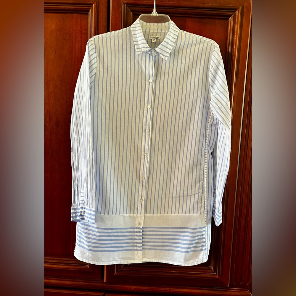 PJ Salvage Long Sleeve Stripe Shirt with Detail Size Small